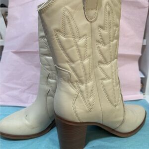 Cream Western-Style Women's Boots